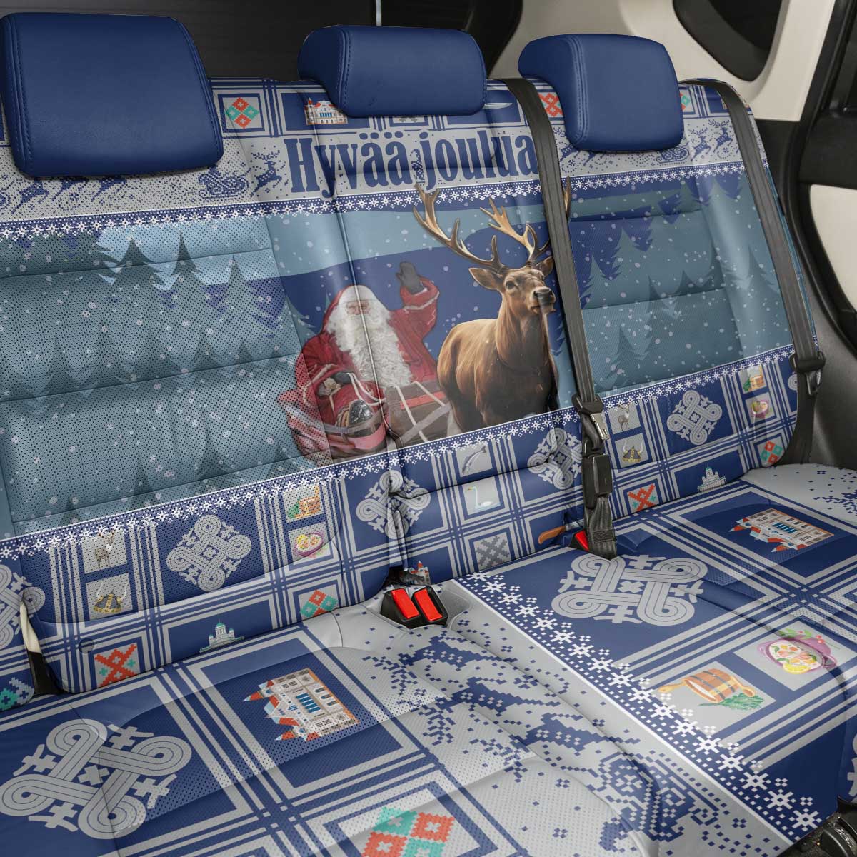 Finland Joulupukki Christmas Back Car Seat Cover Mythology Hannunvaakuna - Wonder Print Shop