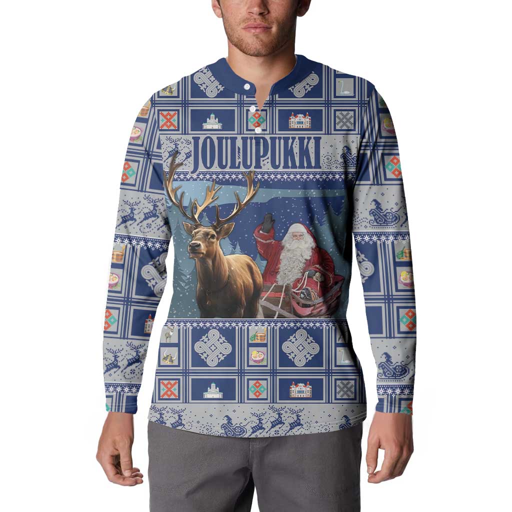 Finland Joulupukki Christmas Button Sweatshirt Mythology Hannunvaakuna - Wonder Print Shop