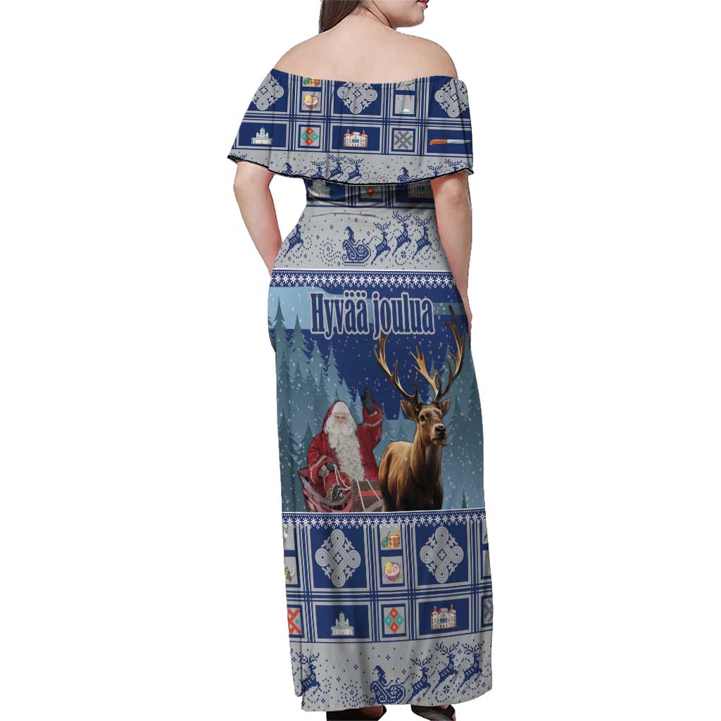 Finland Joulupukki Christmas Family Matching Off Shoulder Maxi Dress and Hawaiian Shirt Mythology Hannunvaakuna - Wonder Print Shop