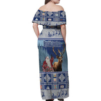 Finland Joulupukki Christmas Family Matching Off Shoulder Maxi Dress and Hawaiian Shirt Mythology Hannunvaakuna - Wonder Print Shop