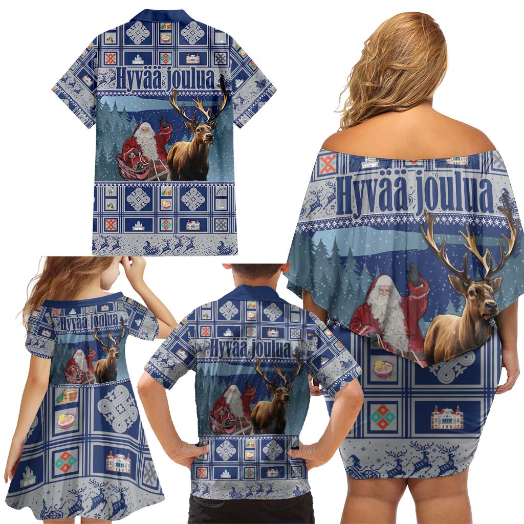 Finland Joulupukki Christmas Family Matching Off Shoulder Short Dress and Hawaiian Shirt Mythology Hannunvaakuna - Wonder Print Shop