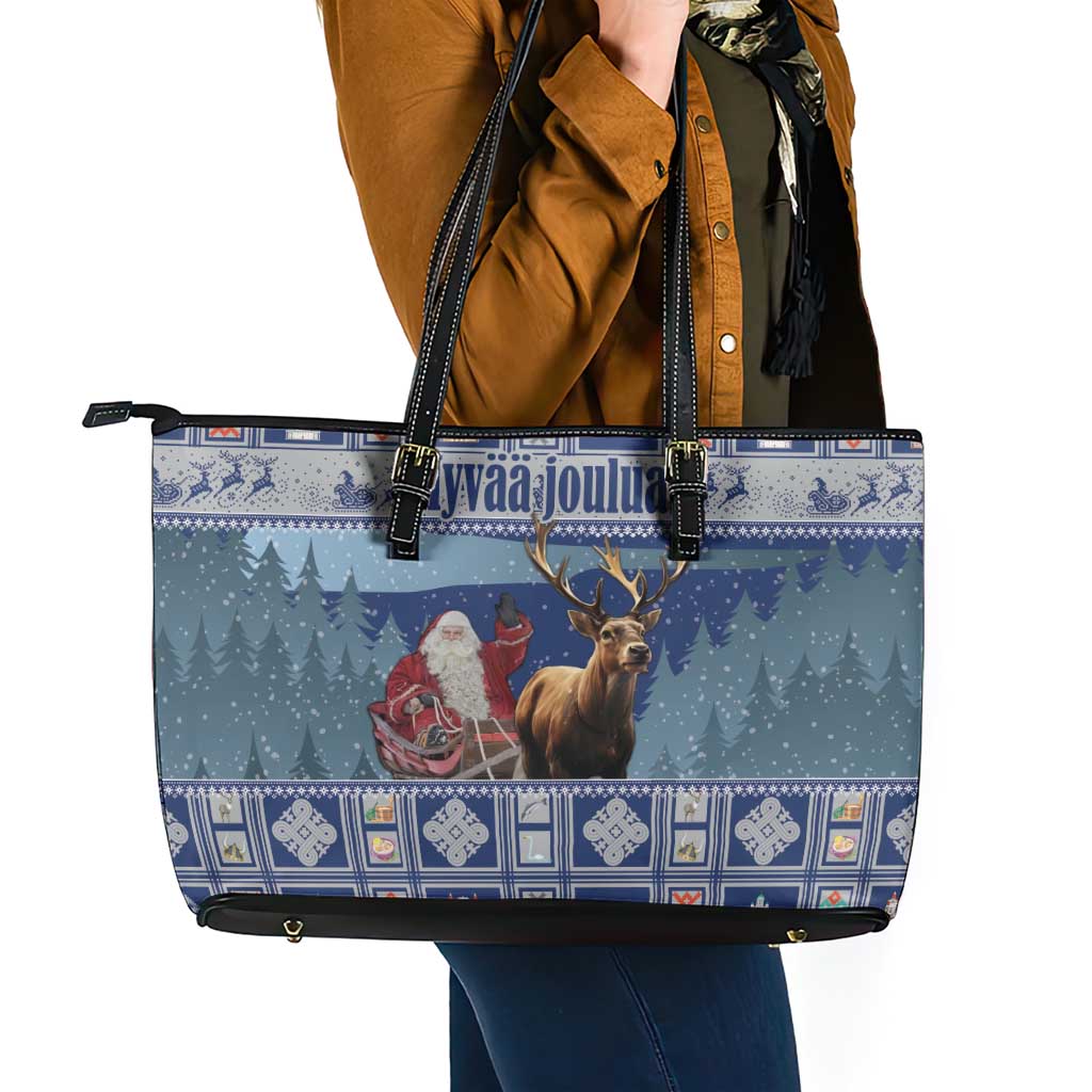 Finland Joulupukki Christmas Leather Tote Bag Mythology Hannunvaakuna - Wonder Print Shop
