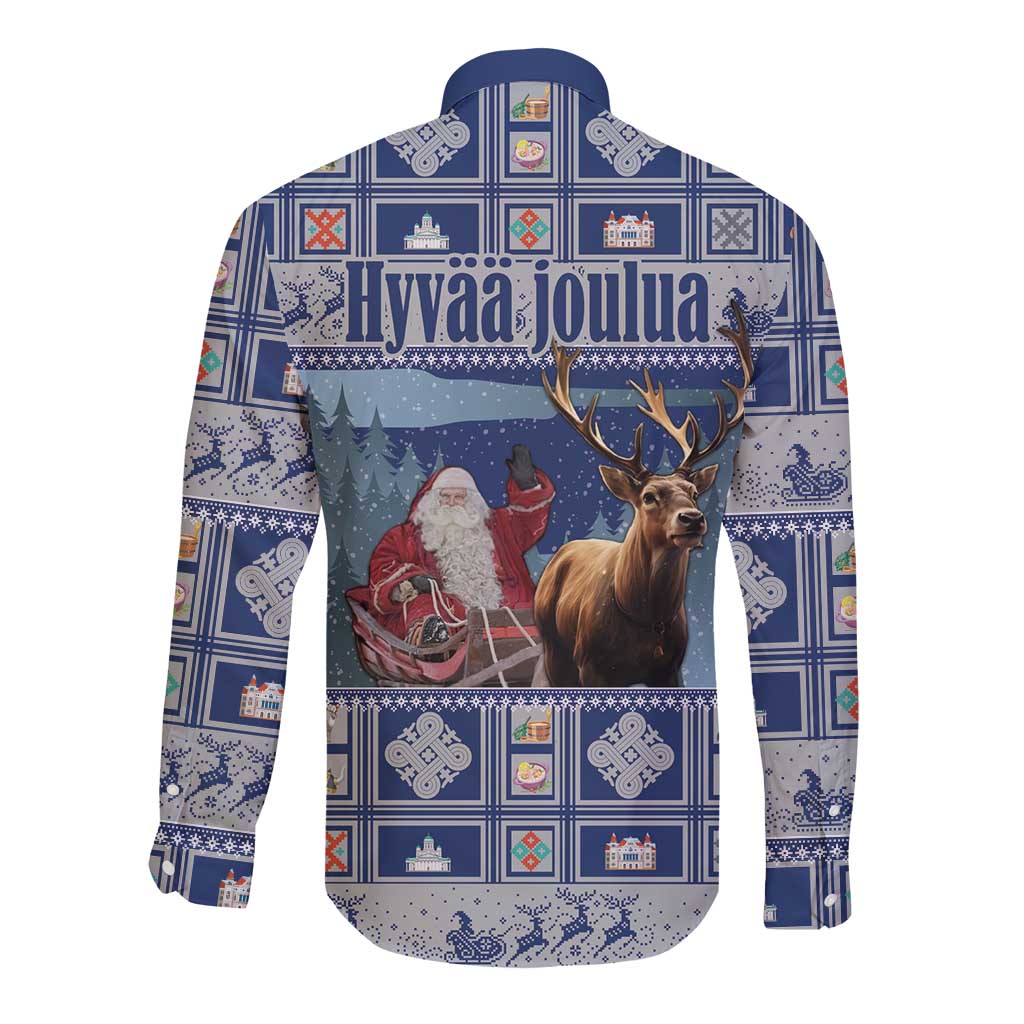 Finland Joulupukki Christmas Long Sleeve Button Shirt Mythology Hannunvaakuna - Wonder Print Shop