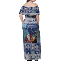 Finland Joulupukki Christmas Off Shoulder Maxi Dress Mythology Hannunvaakuna - Wonder Print Shop