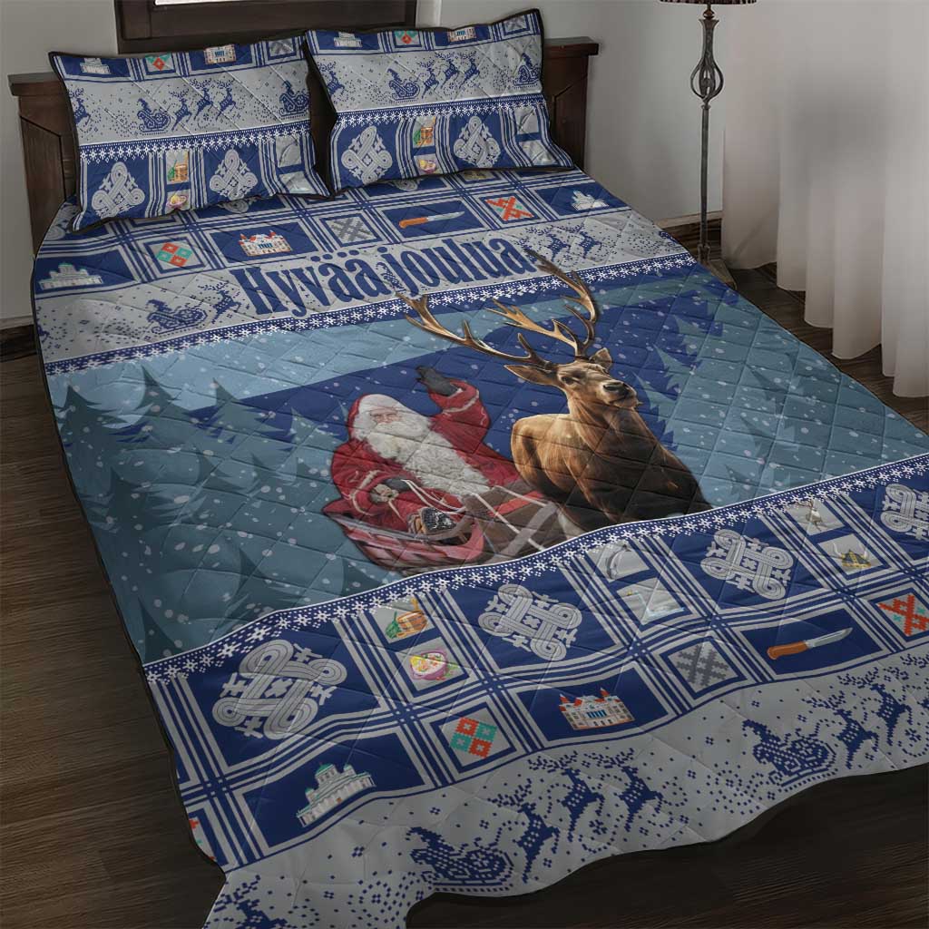 Finland Joulupukki Christmas Quilt Bed Set Mythology Hannunvaakuna - Wonder Print Shop