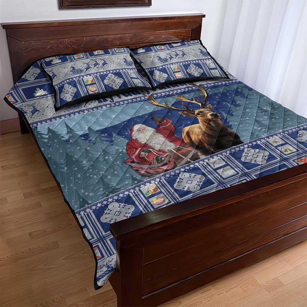 Finland Joulupukki Christmas Quilt Bed Set Mythology Hannunvaakuna - Wonder Print Shop