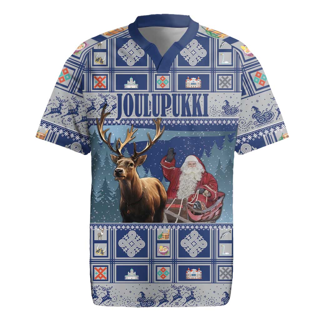 Finland Joulupukki Christmas Rugby Jersey Mythology Hannunvaakuna - Wonder Print Shop