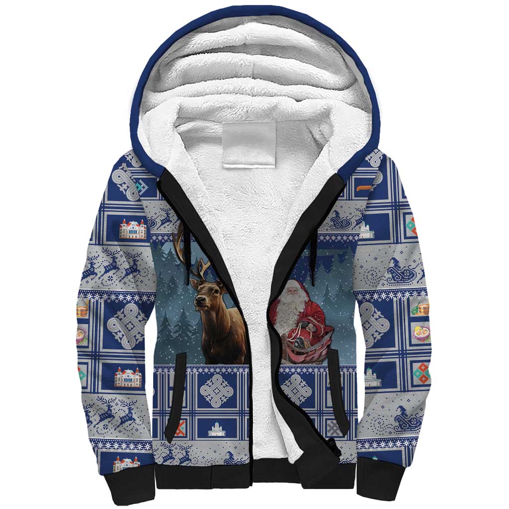 Finland Joulupukki Christmas Sherpa Hoodie Mythology Hannunvaakuna - Wonder Print Shop