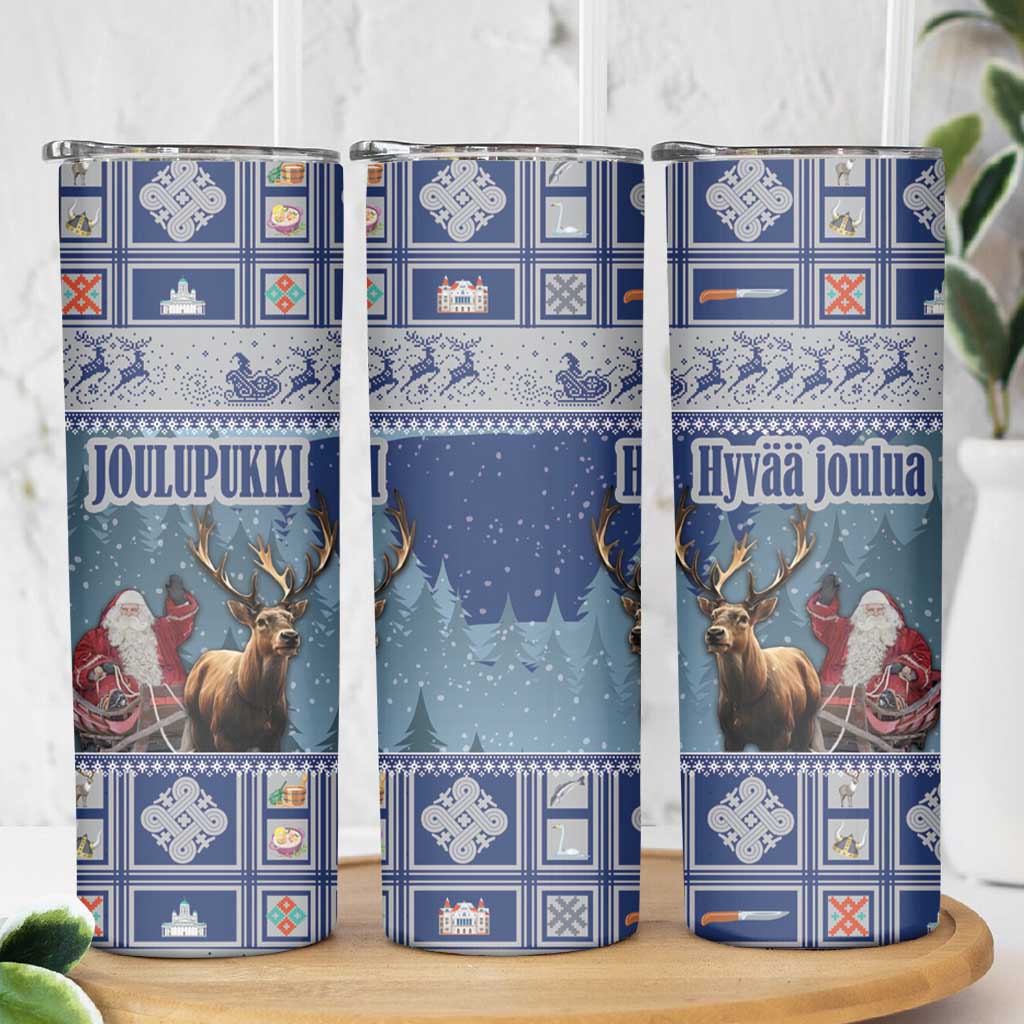 Finland Joulupukki Christmas Skinny Tumbler Mythology Hannunvaakuna - Wonder Print Shop
