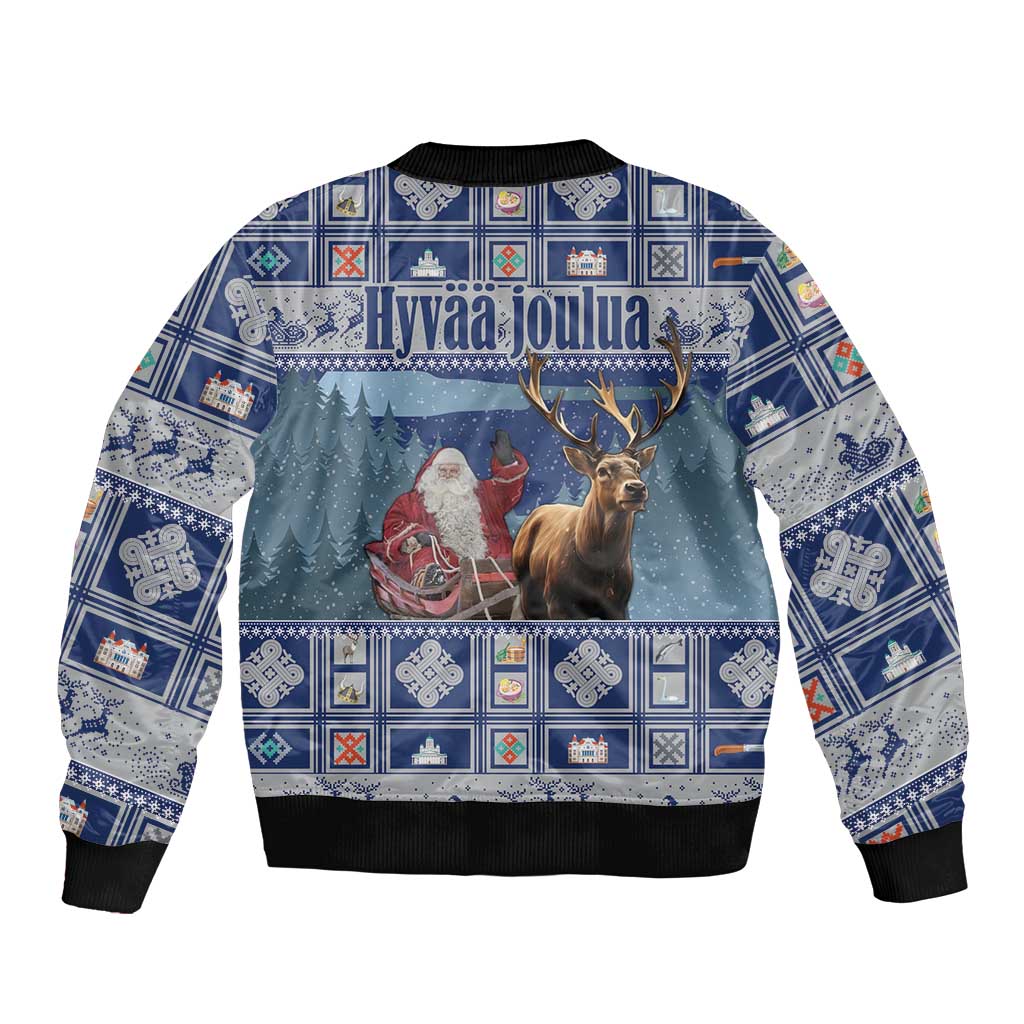 Finland Joulupukki Christmas Sleeve Zip Bomber Jacket Mythology Hannunvaakuna - Wonder Print Shop