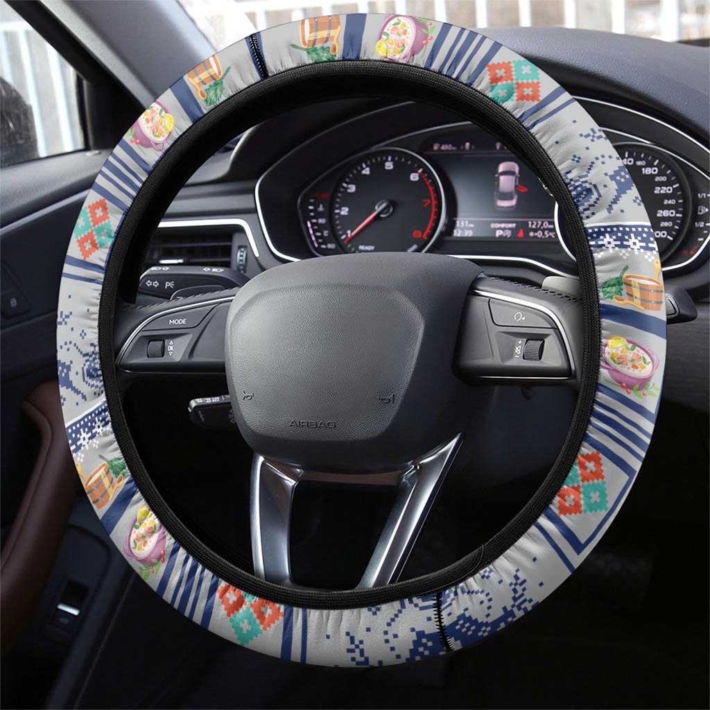 Finland Joulupukki Christmas Steering Wheel Cover Mythology Hannunvaakuna - Wonder Print Shop