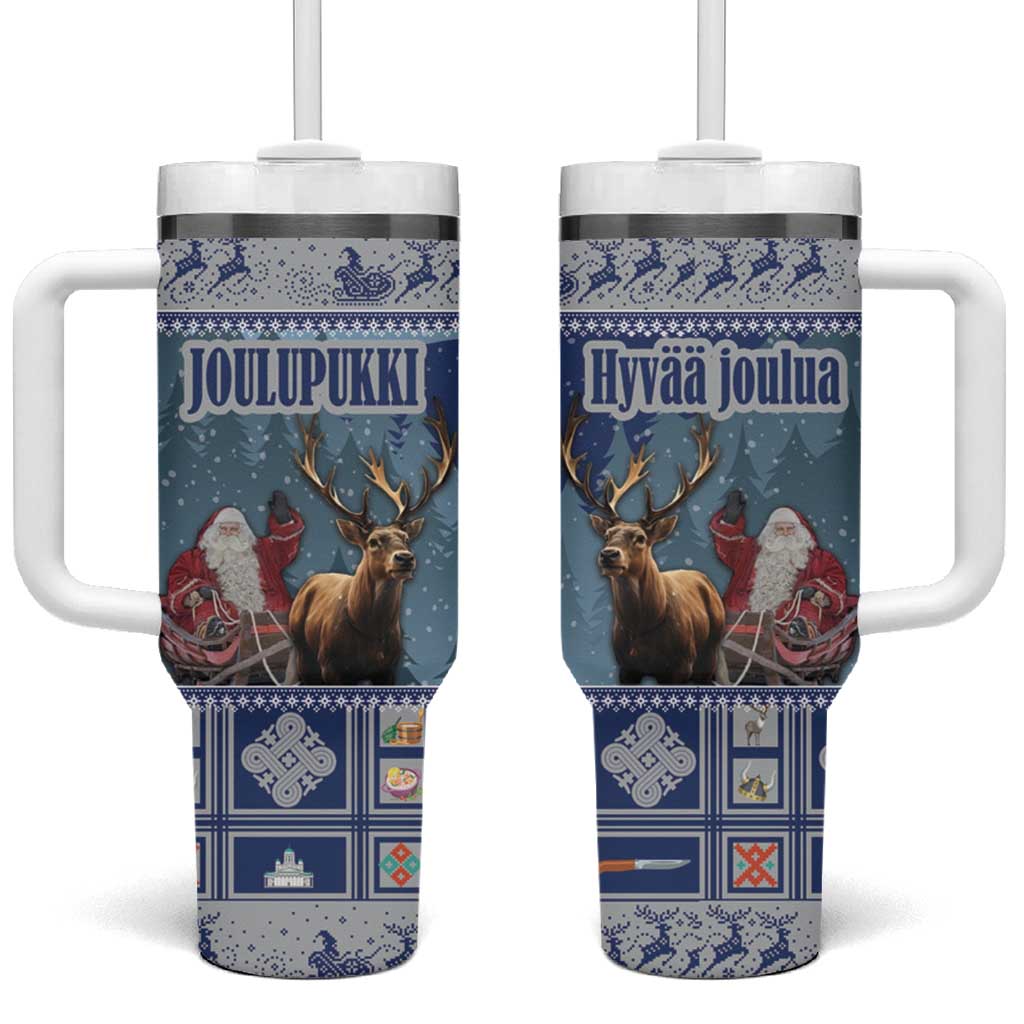 Finland Joulupukki Christmas Tumbler With Handle Mythology Hannunvaakuna - Wonder Print Shop