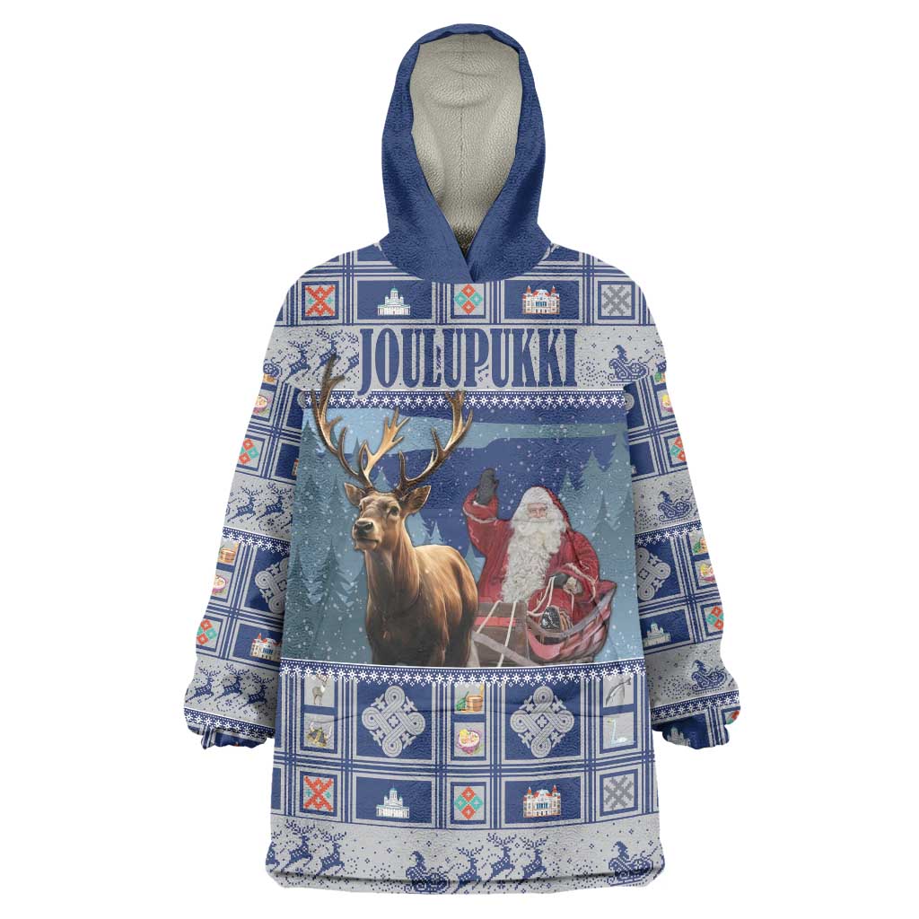 Finland Joulupukki Christmas Wearable Blanket Hoodie Mythology Hannunvaakuna - Wonder Print Shop