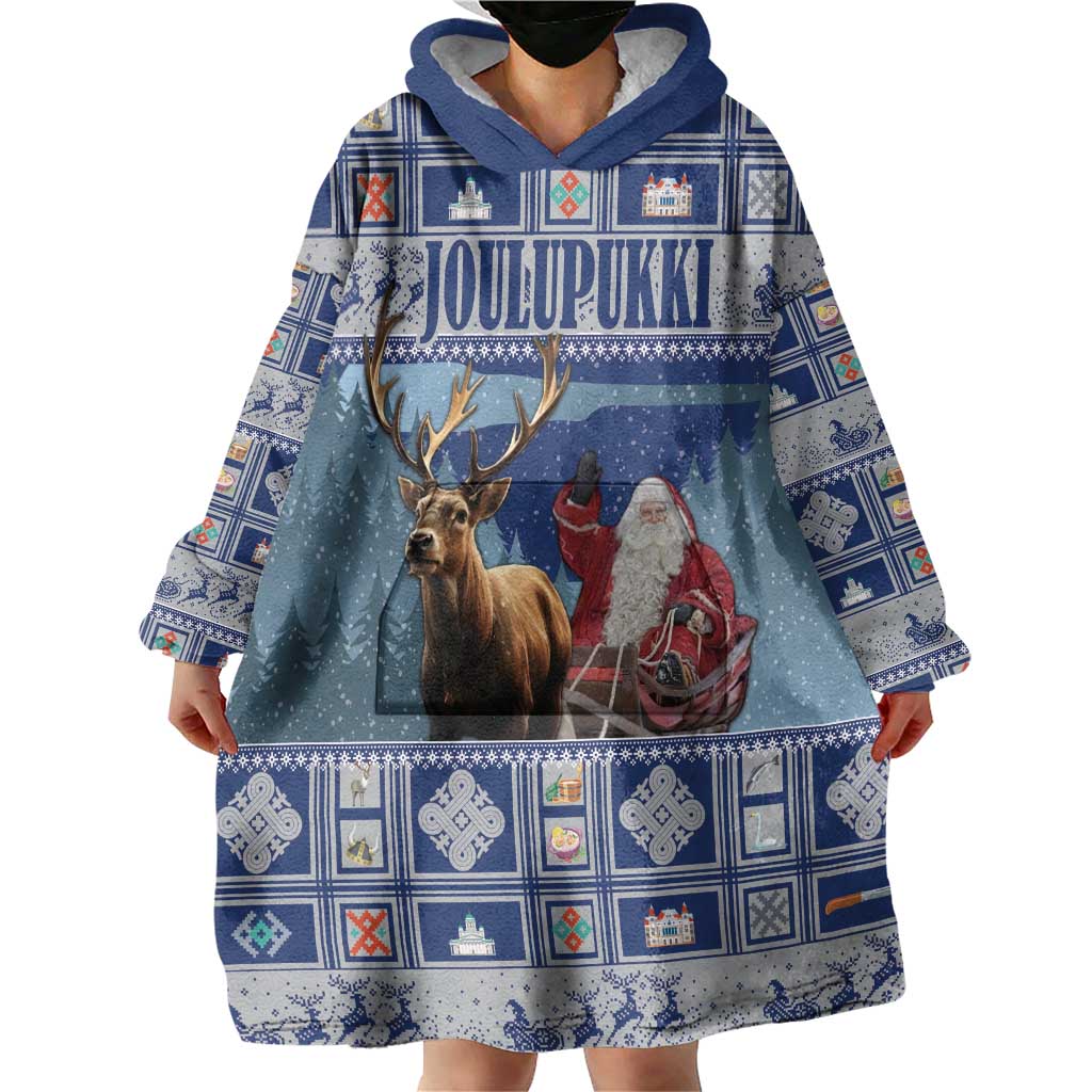 Finland Joulupukki Christmas Wearable Blanket Hoodie Mythology Hannunvaakuna - Wonder Print Shop