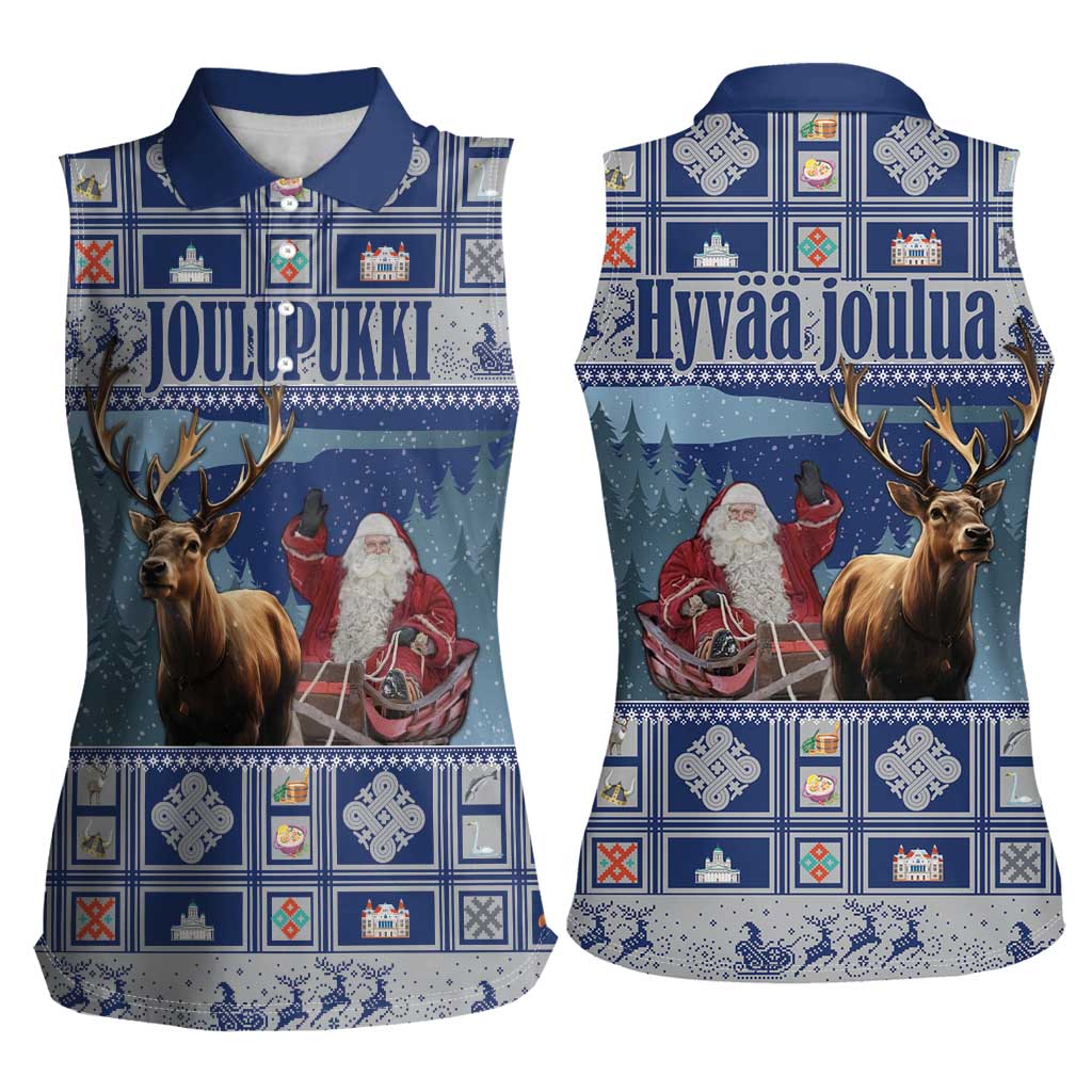 Finland Joulupukki Christmas Women Sleeveless Polo Shirt Mythology Hannunvaakuna - Wonder Print Shop
