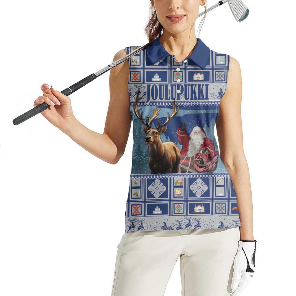Finland Joulupukki Christmas Women Sleeveless Polo Shirt Mythology Hannunvaakuna - Wonder Print Shop