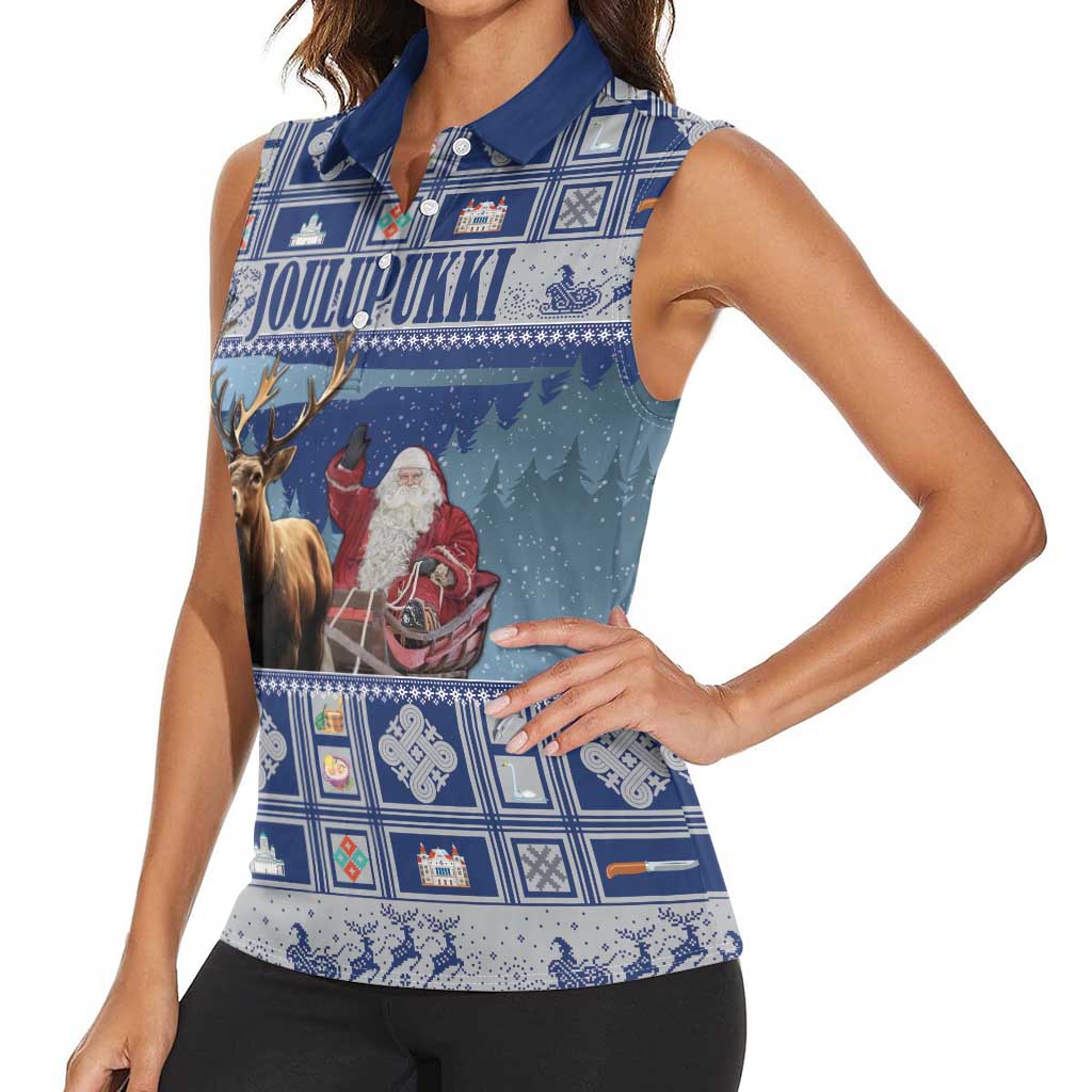 Finland Joulupukki Christmas Women Sleeveless Polo Shirt Mythology Hannunvaakuna - Wonder Print Shop