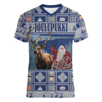 Finland Joulupukki Christmas Women V-Neck T-Shirt Mythology Hannunvaakuna - Wonder Print Shop