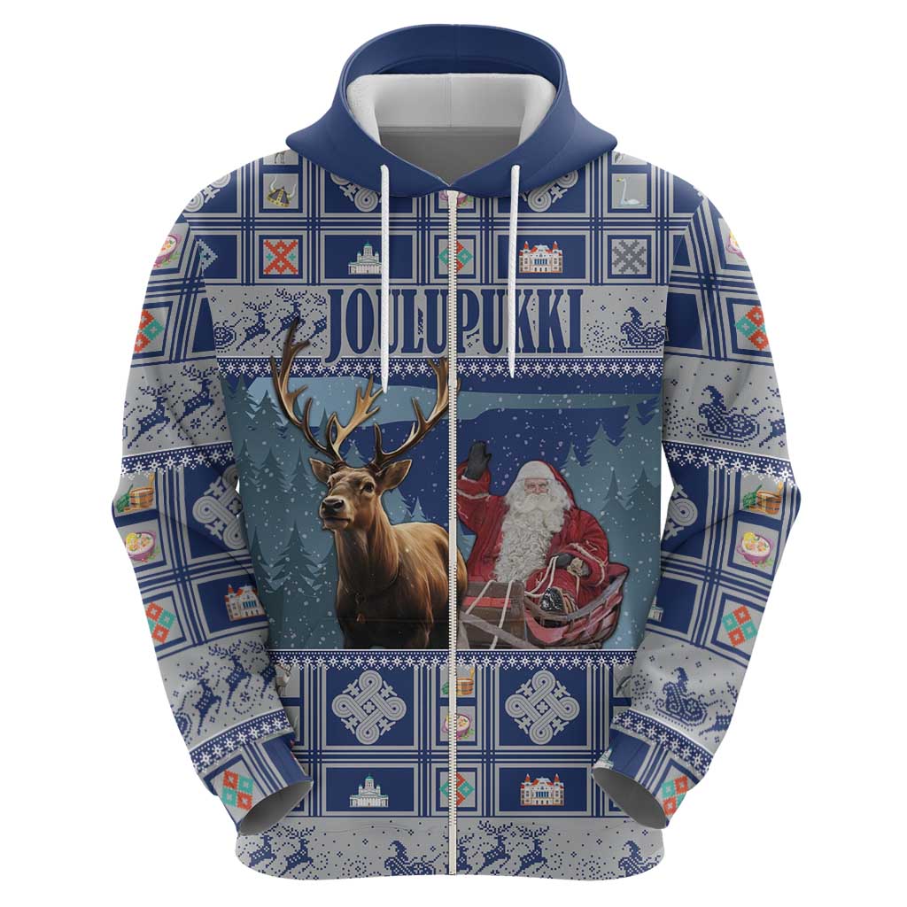 Finland Joulupukki Christmas Zip Hoodie Mythology Hannunvaakuna - Wonder Print Shop
