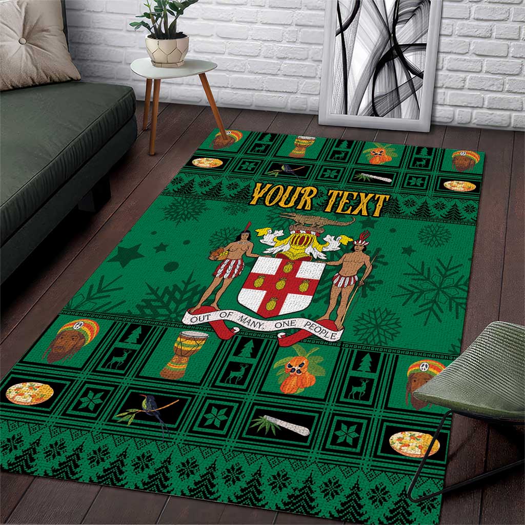 Personalized Jamaica Christmas Area Rug Coat Of Arms - Merri Crissmuss - Wonder Print Shop