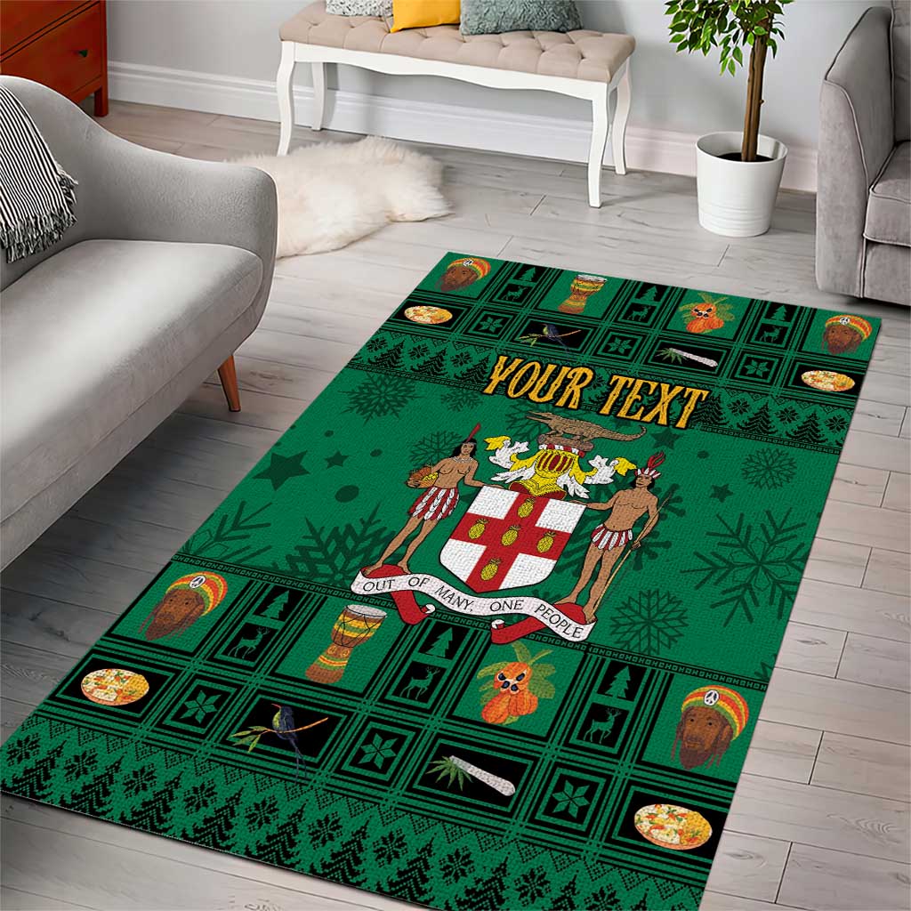 Personalized Jamaica Christmas Area Rug Coat Of Arms - Merri Crissmuss - Wonder Print Shop