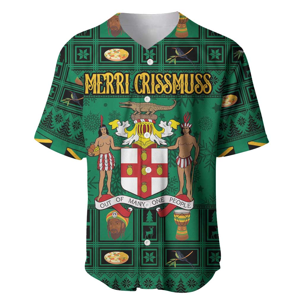 Personalized Jamaica Christmas Baseball Jersey Coat Of Arms - Merri Crissmuss - Wonder Print Shop