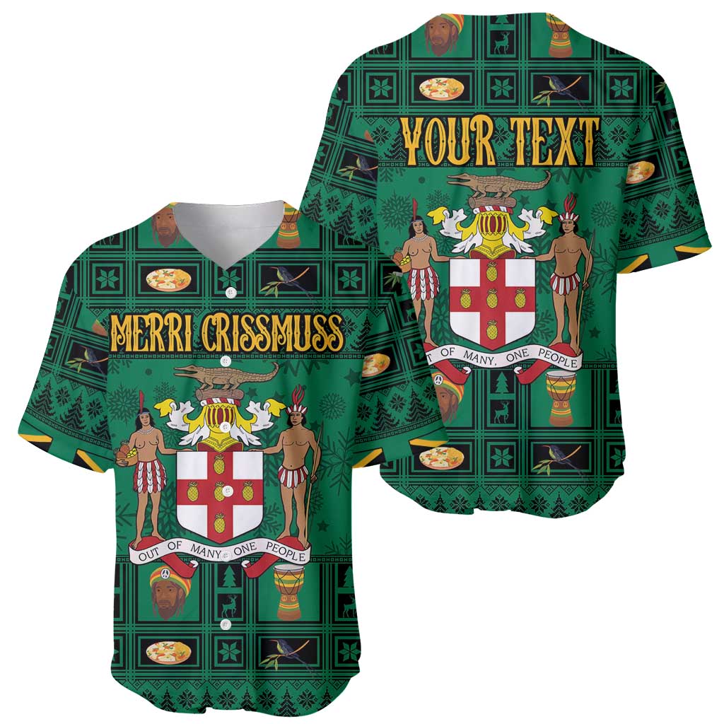 Personalized Jamaica Christmas Baseball Jersey Coat Of Arms - Merri Crissmuss - Wonder Print Shop