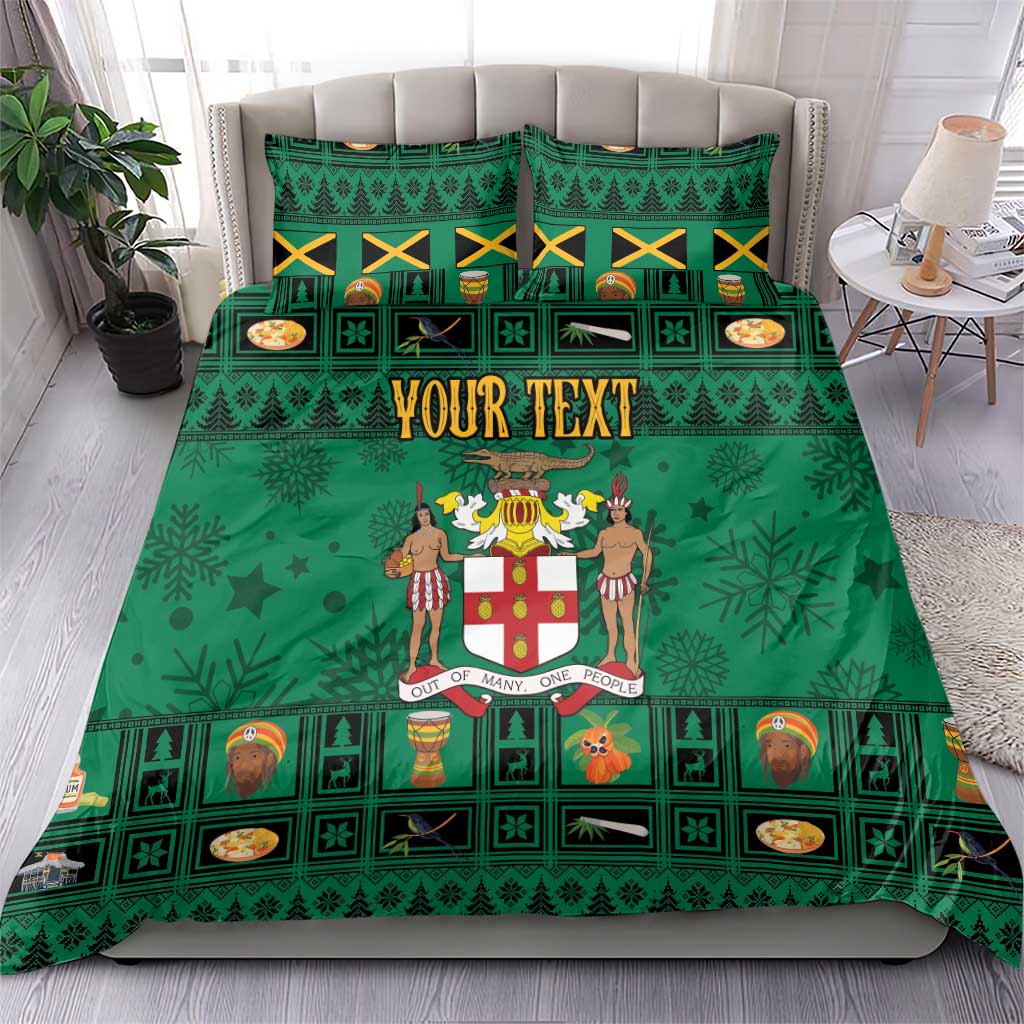 Personalized Jamaica Christmas Bedding Set Coat Of Arms - Merri Crissmuss - Wonder Print Shop