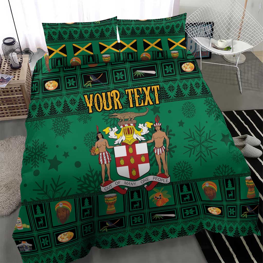 Personalized Jamaica Christmas Bedding Set Coat Of Arms - Merri Crissmuss - Wonder Print Shop