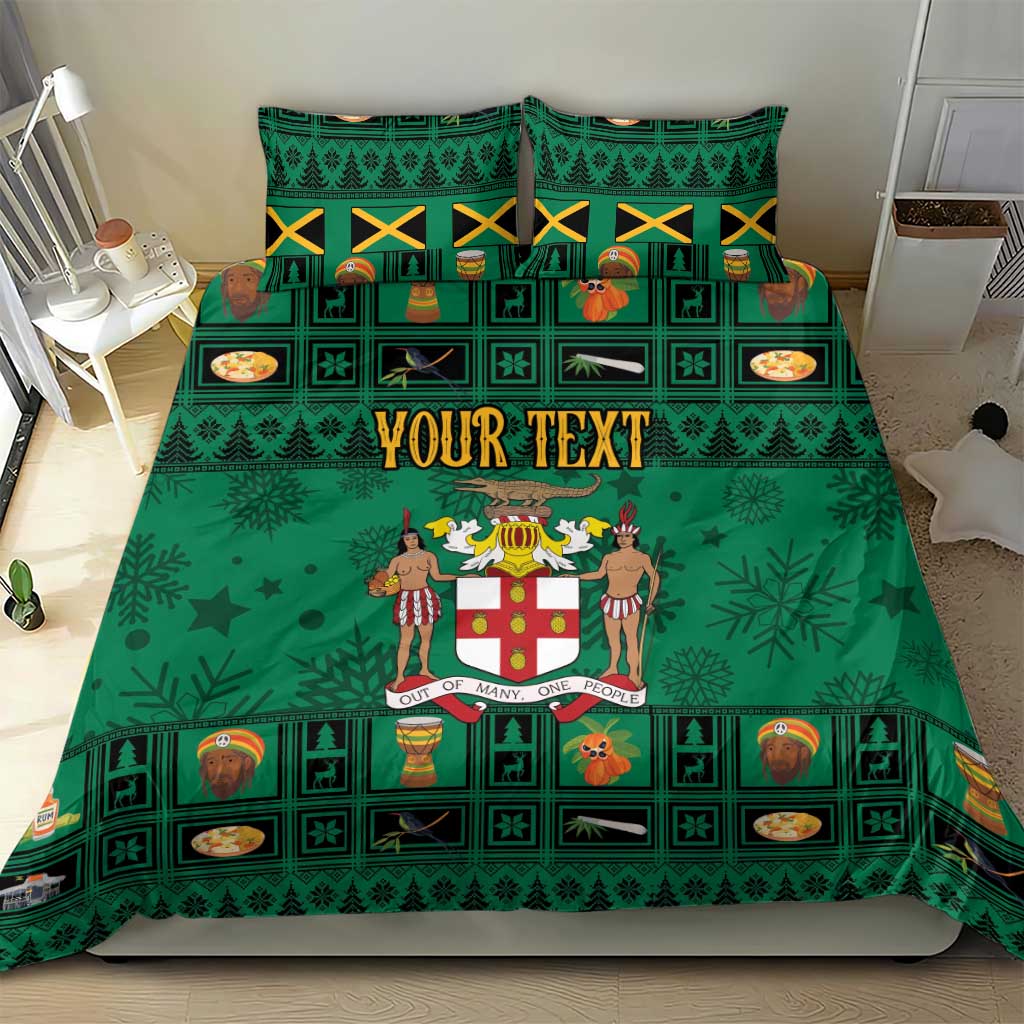 Personalized Jamaica Christmas Bedding Set Coat Of Arms - Merri Crissmuss - Wonder Print Shop