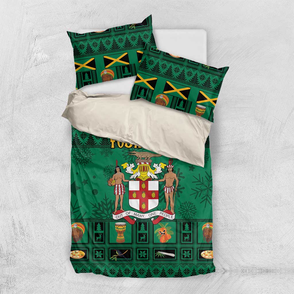 Personalized Jamaica Christmas Bedding Set Coat Of Arms - Merri Crissmuss - Wonder Print Shop