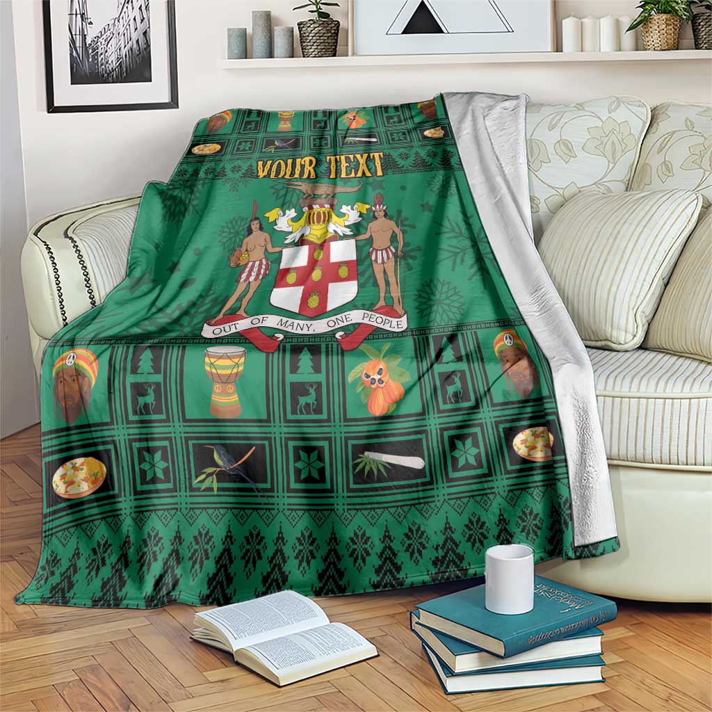 Personalized Jamaica Christmas Blanket Coat Of Arms - Merri Crissmuss