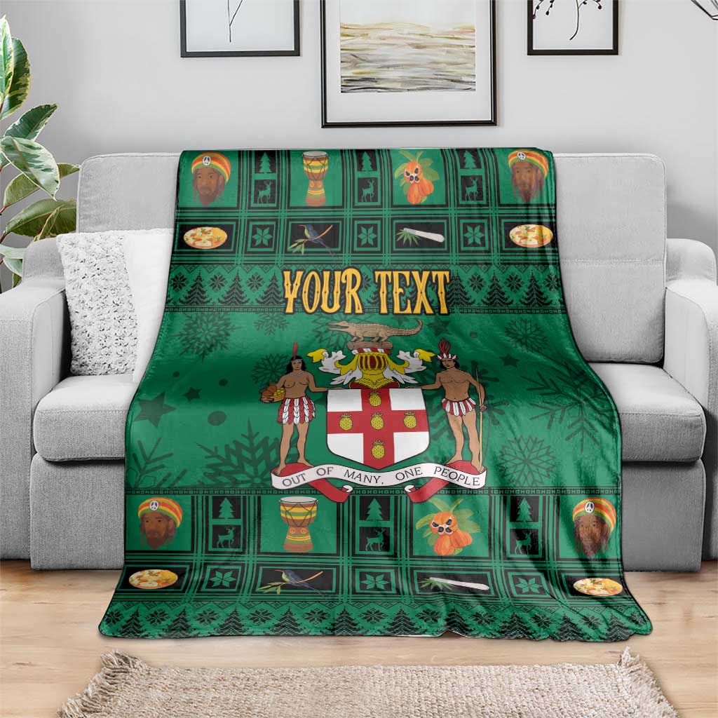 Personalized Jamaica Christmas Blanket Coat Of Arms - Merri Crissmuss