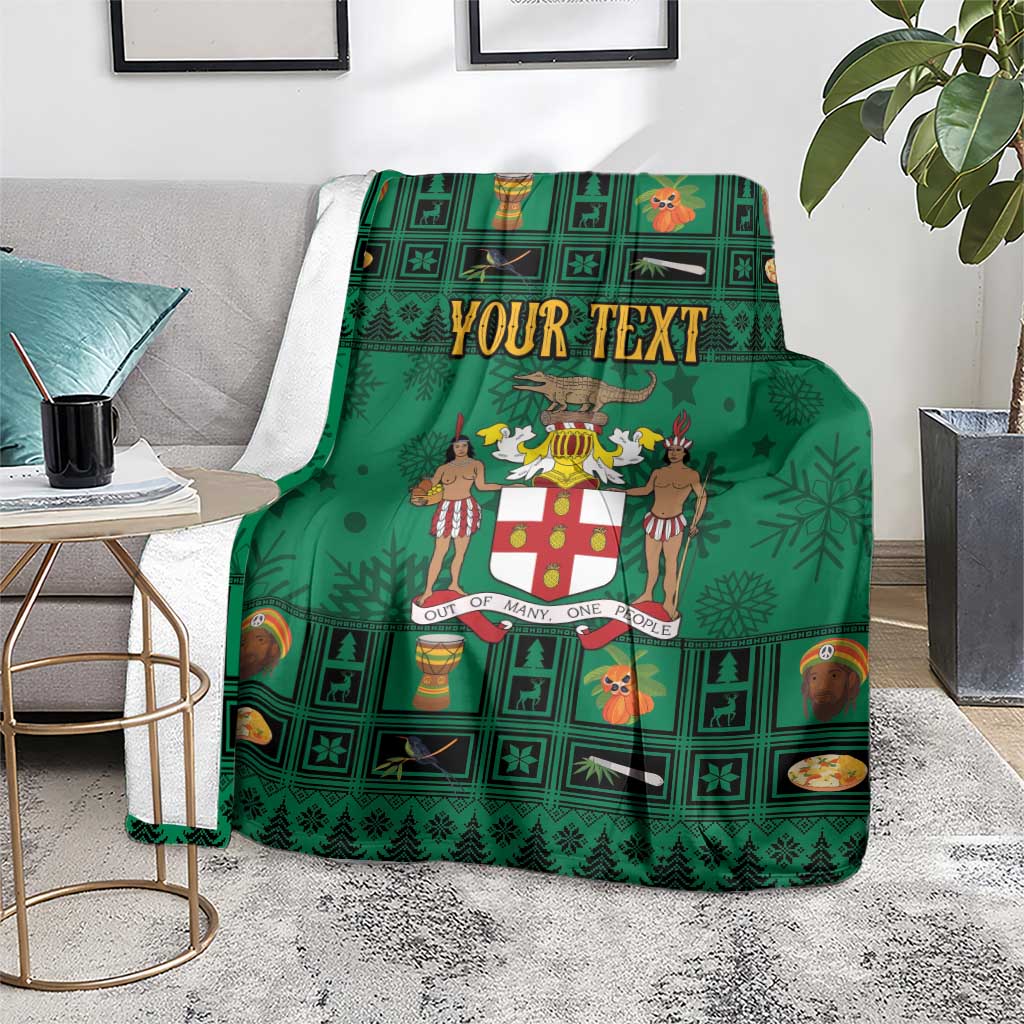 Personalized Jamaica Christmas Blanket Coat Of Arms - Merri Crissmuss