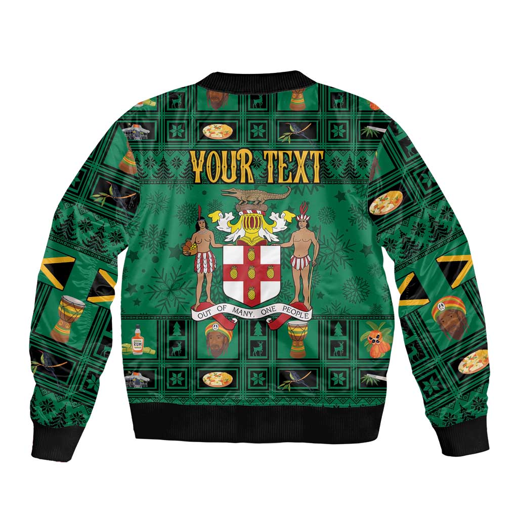 Personalized Jamaica Christmas Bomber Jacket Coat Of Arms - Merri Crissmuss - Wonder Print Shop