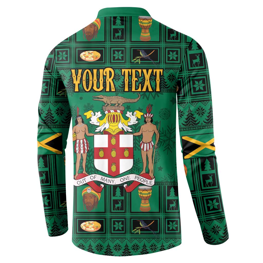 Personalized Jamaica Christmas Button Sweatshirt Coat Of Arms - Merri Crissmuss - Wonder Print Shop
