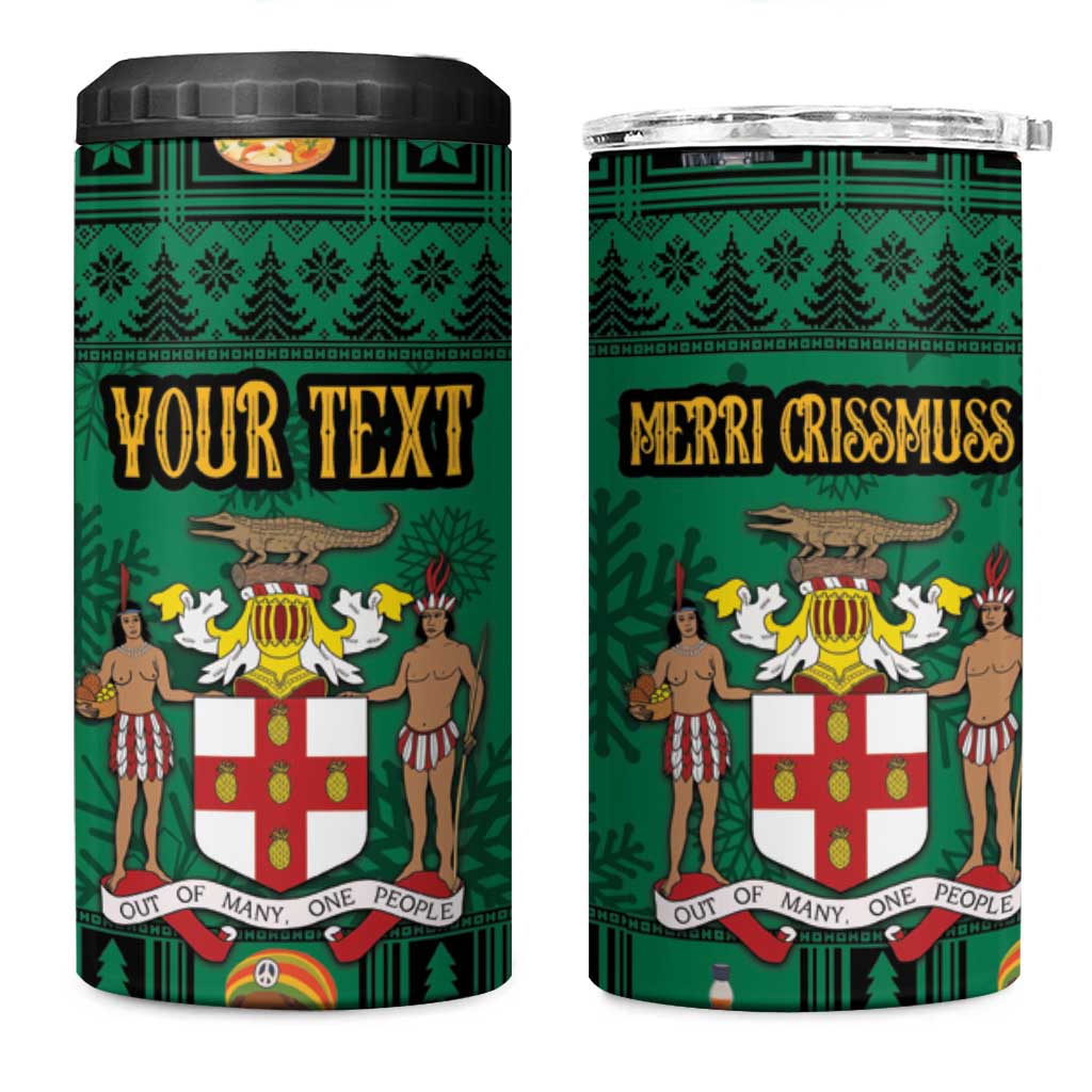 Personalized Jamaica Christmas 4 in 1 Can Cooler Tumbler Coat Of Arms - Merri Crissmuss - Wonder Print Shop