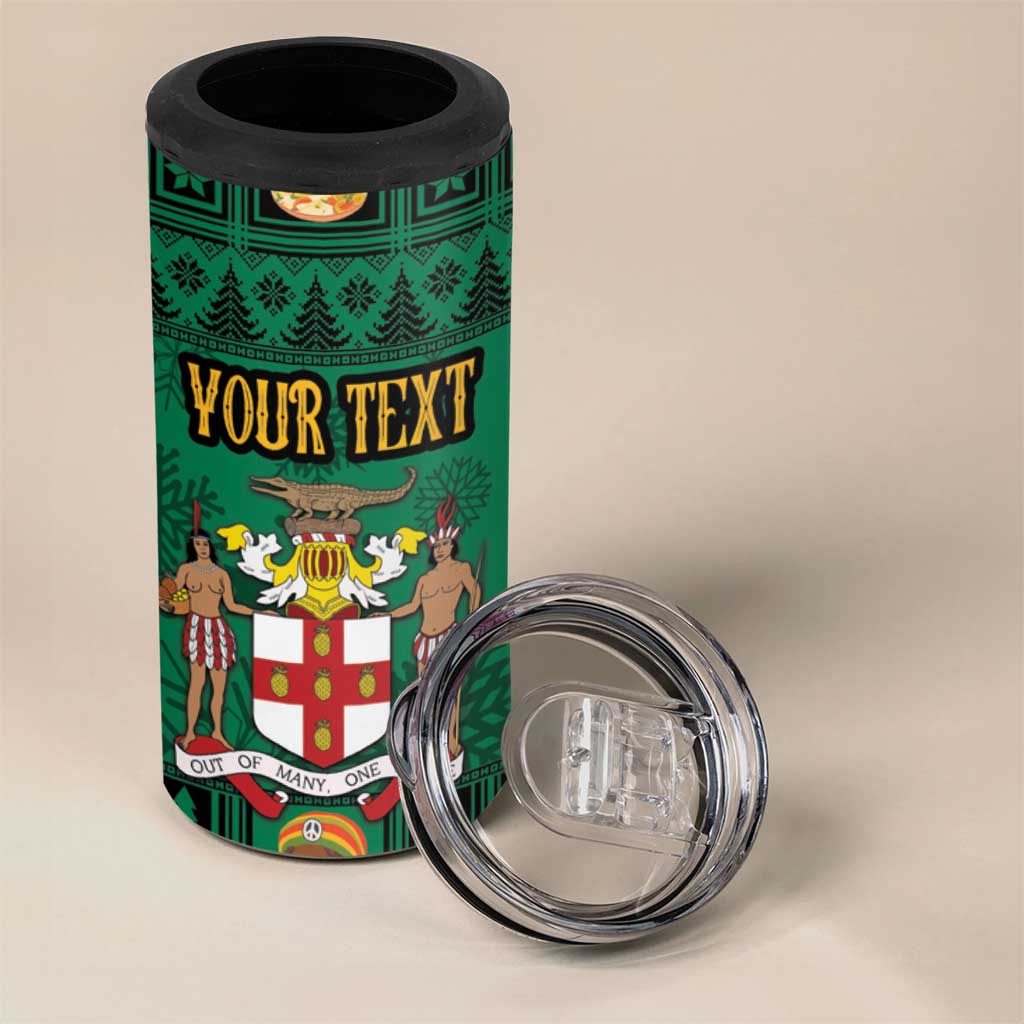 Personalized Jamaica Christmas 4 in 1 Can Cooler Tumbler Coat Of Arms - Merri Crissmuss - Wonder Print Shop
