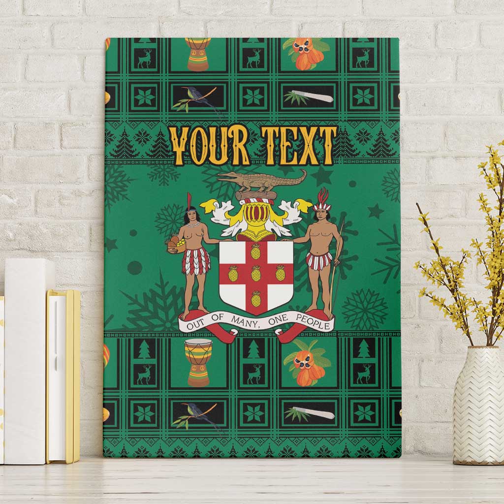 Personalized Jamaica Christmas Canvas Wall Art Coat Of Arms - Merri Crissmuss - Wonder Print Shop