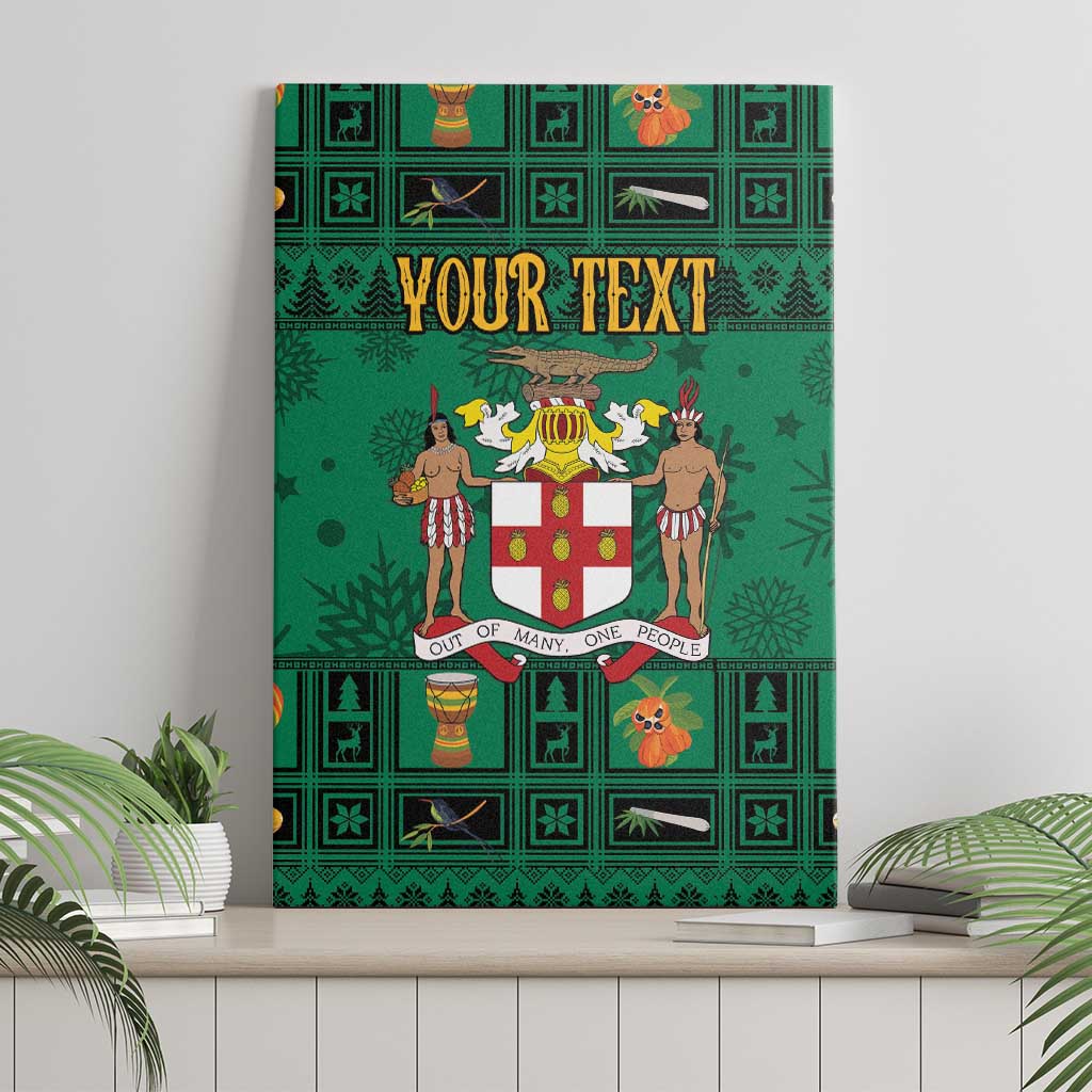 Personalized Jamaica Christmas Canvas Wall Art Coat Of Arms - Merri Crissmuss - Wonder Print Shop