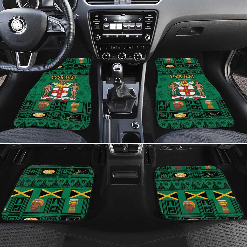 Personalized Jamaica Christmas Car Mats Coat Of Arms - Merri Crissmuss - Wonder Print Shop