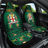 Personalized Jamaica Christmas Car Seat Cover Coat Of Arms - Merri Crissmuss - Wonder Print Shop
