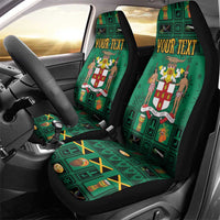 Personalized Jamaica Christmas Car Seat Cover Coat Of Arms - Merri Crissmuss - Wonder Print Shop