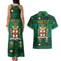 Personalized Jamaica Christmas Couples Matching Tank Maxi Dress and Hawaiian Shirt Coat Of Arms - Merri Crissmuss - Wonder Print Shop