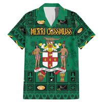 Personalized Jamaica Christmas Family Matching Mermaid Dress and Hawaiian Shirt Coat Of Arms - Merri Crissmuss - Wonder Print Shop