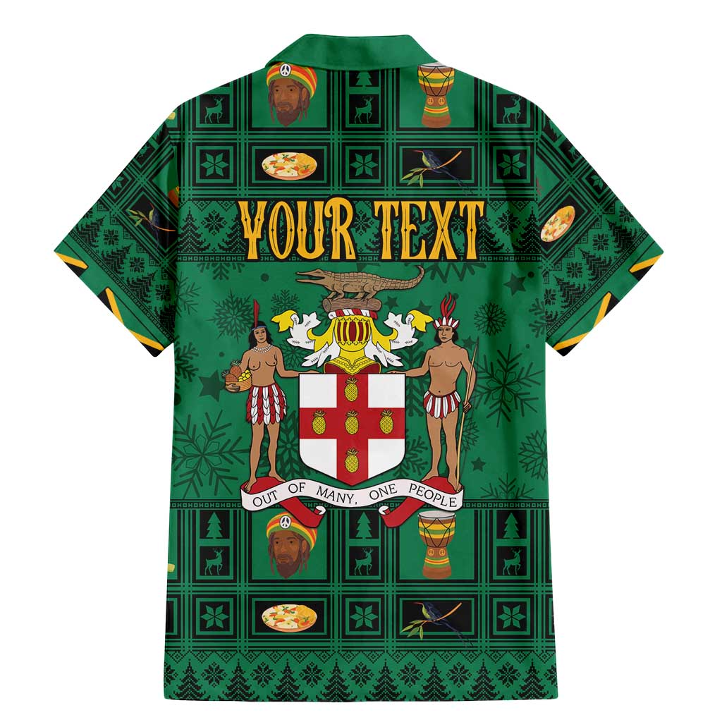 Personalized Jamaica Christmas Family Matching Mermaid Dress and Hawaiian Shirt Coat Of Arms - Merri Crissmuss - Wonder Print Shop