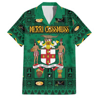 Personalized Jamaica Christmas Family Matching Off The Shoulder Long Sleeve Dress and Hawaiian Shirt Coat Of Arms - Merri Crissmuss - Wonder Print Shop