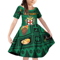 Personalized Jamaica Christmas Family Matching Off Shoulder Short Dress and Hawaiian Shirt Coat Of Arms - Merri Crissmuss - Wonder Print Shop