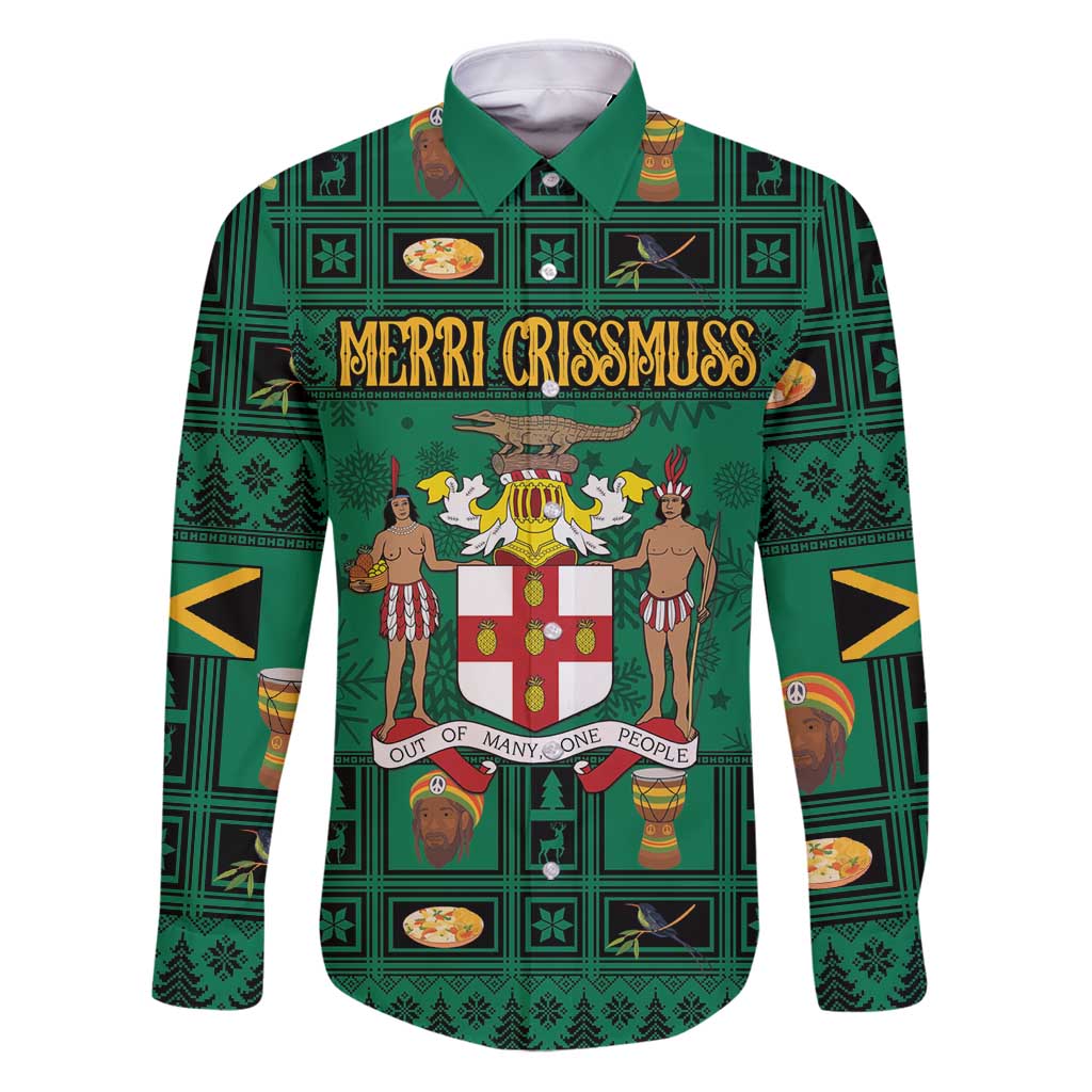 Personalized Jamaica Christmas Family Matching Puletasi and Hawaiian Shirt Coat Of Arms - Merri Crissmuss - Wonder Print Shop