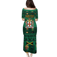 Personalized Jamaica Christmas Family Matching Puletasi and Hawaiian Shirt Coat Of Arms - Merri Crissmuss - Wonder Print Shop